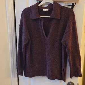 Maurices 0x Plum V-Neck Collared Sweater